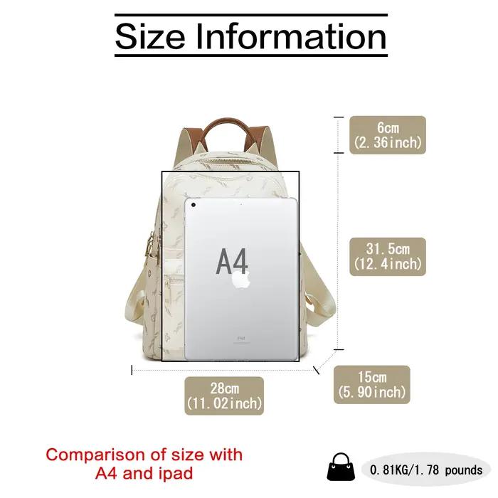 FOXER – sac à dos élégant en cuir imprimé pour femmes, sac à dos de grande capacité pour filles, sac