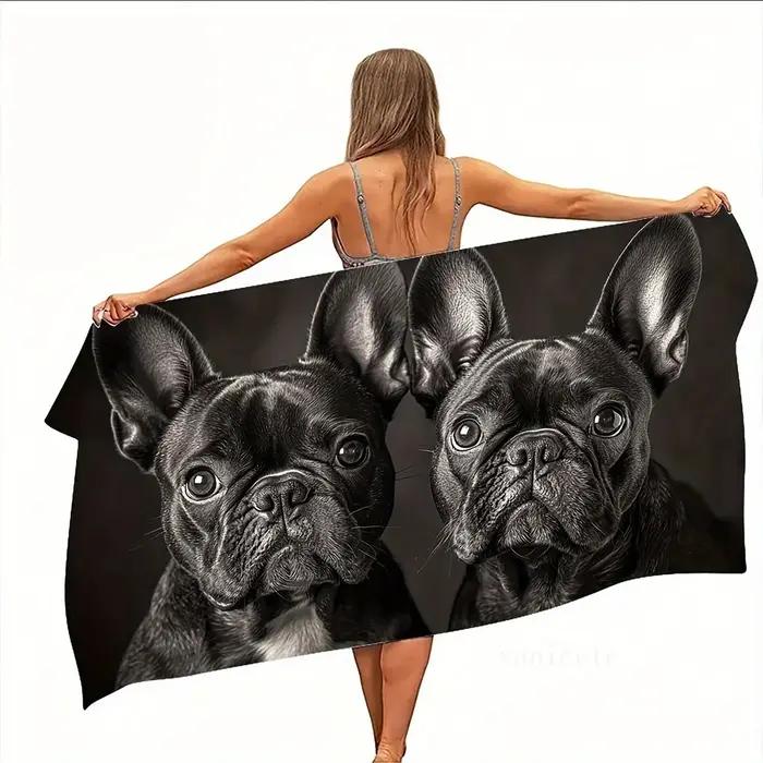 Serviette de plage imprimée bouledogue français