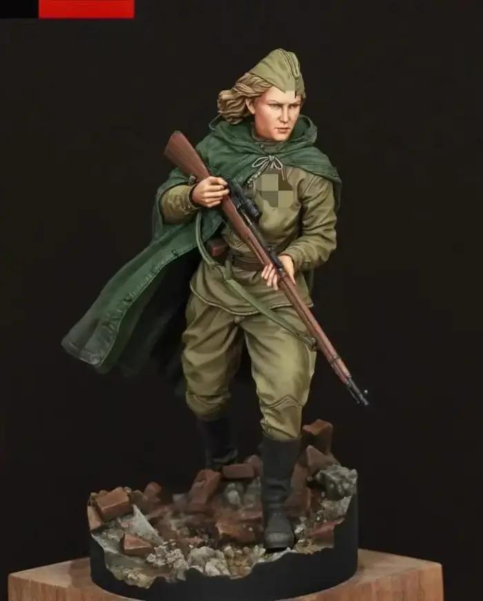 Figurine en résine de tireuse d'élite soviétique de la Seconde Guerre mondiale, thème militaire, non