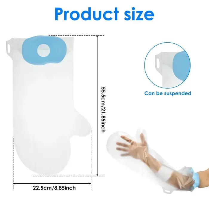 Housse de protection imperméable pour bras de douche, paume courte/bras longs, avec ouverture élastique, sac de bain doux et confortable pour adultes