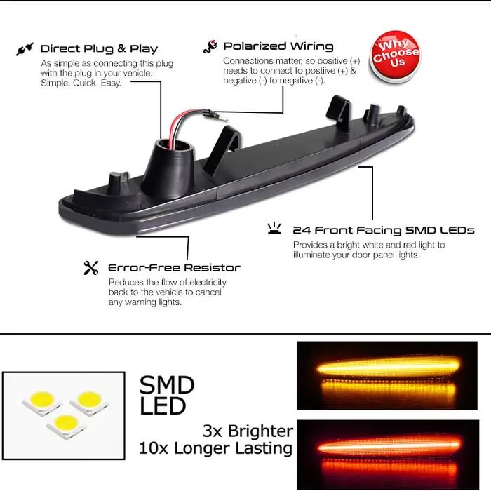Pour Chevrolet Chevy Corvette C6 2005-2013 feu de position latéral LED complet avant arrière ambre r
