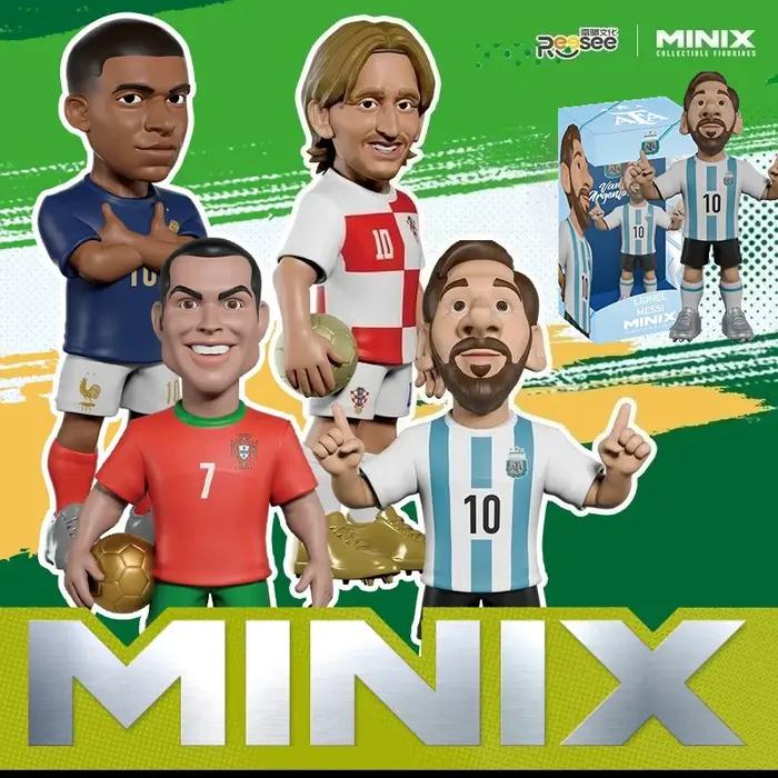 Figurines de stars du Mondial Reesee X MINIX 12 cm - Lionel Messi, Kylian Mbappé, Cristiano, Luka Modric, collection officielle de joueurs de football