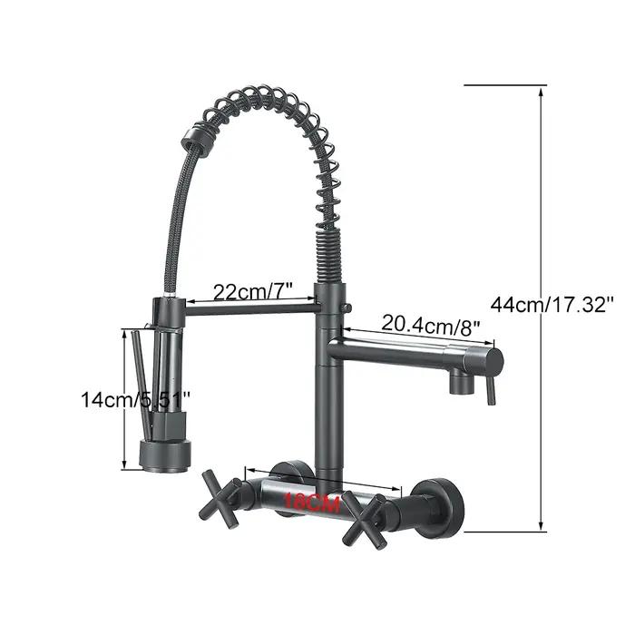 Robinet cuisine noir design moderne - Mitigeur évier avec douchette pivotante mural ou posé