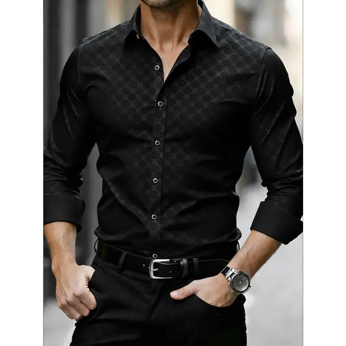 Chemise noire pour homme FGKKS, neuve, élégante, de luxe, à manches longues, décontractée, style occ
