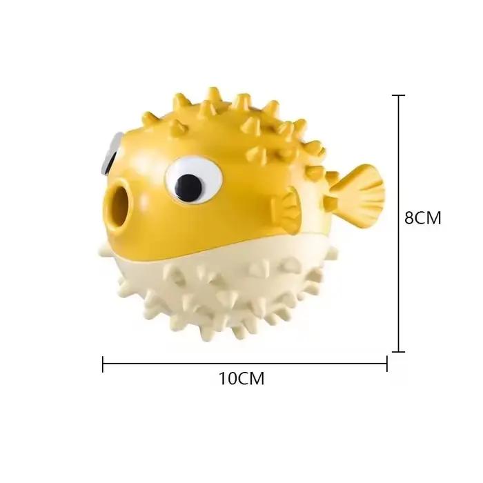 Jouet pour chien en forme de poisson rebondissant avec clochette intégrée, distributeur de friandise