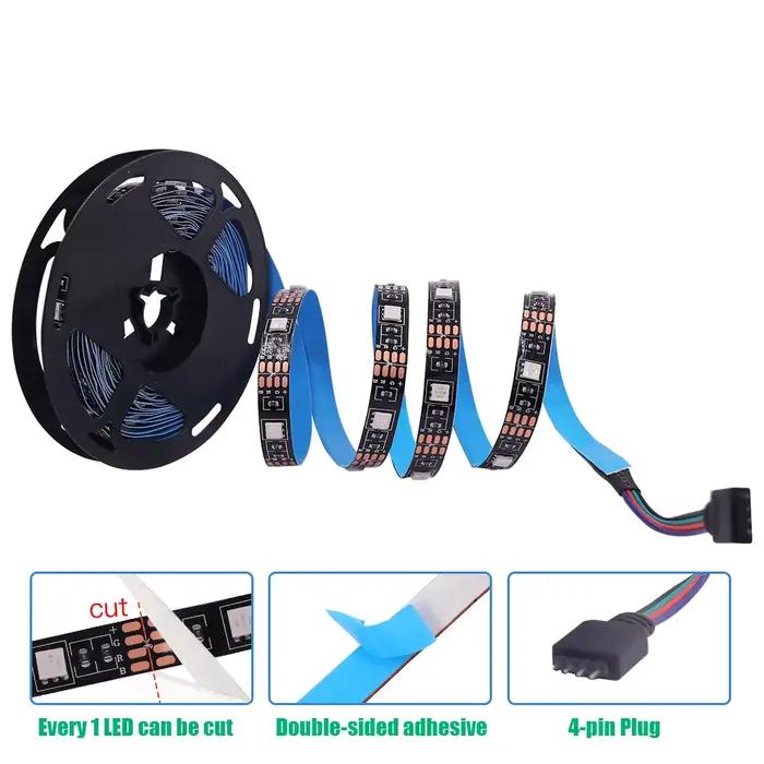Bande lumineuse LED RGB 5v 5050, Flexible, étanche, 50cm, 1m, 2m, 3m, 4m, 5m, avec prise 4 broches,