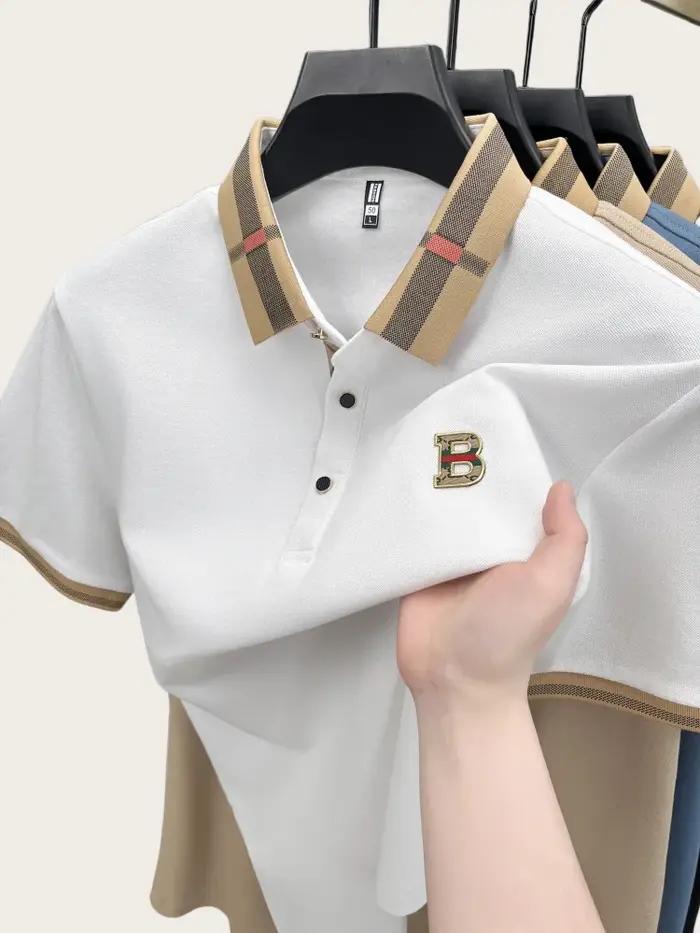 Polo à manches courtes de marque de luxe pour hommes, nouveau t-shirt Paul en coton et soie respirant haut de gamme, mode décontractée pour hommes