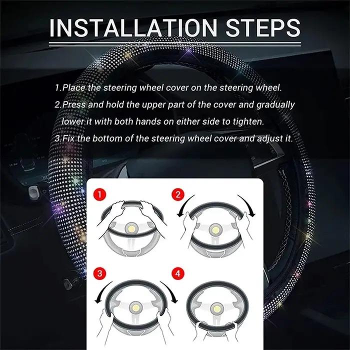 Housse de volant universelle pour voiture SUV, 38cm, respirante, antidérapante, strass scintillants,