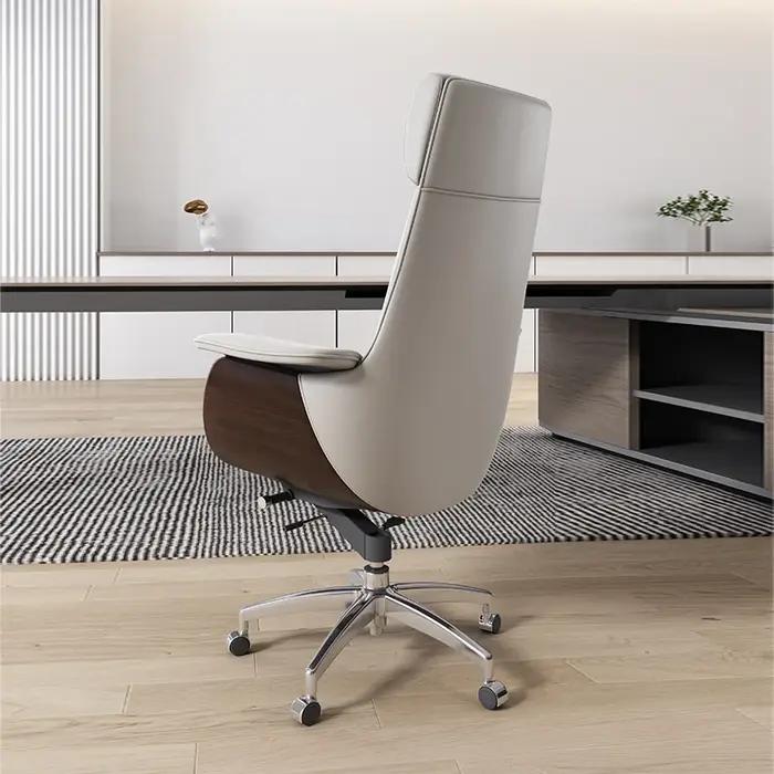 Chaise de bureau en cuir italien Support inclinable exécutif chaise de bureau blanche Mobile design
