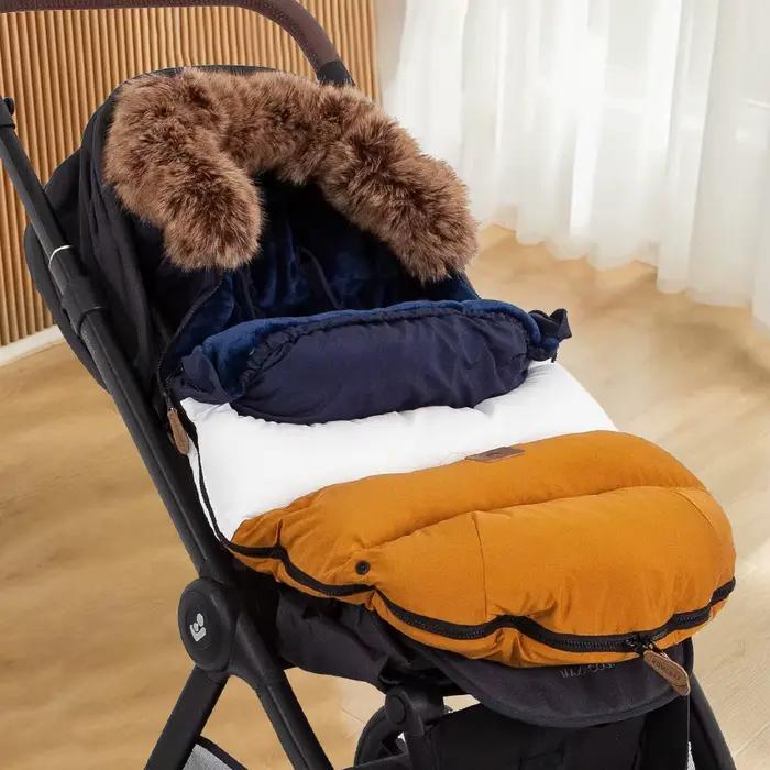 Chancelière de Poussette d'Hiver pour Bébé de 0 à 24 Mois, Sac Enveloppant, Patchwork Bleu Marine, C