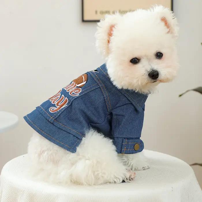 Veste en jean pour animaux de compagnie pour le jour du match - Marron