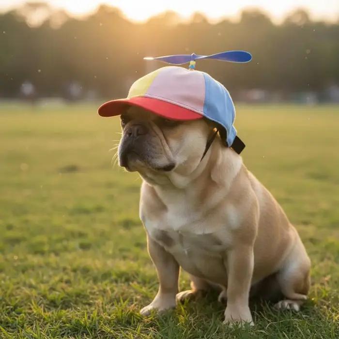 Casquette hélicoptère arc-en-ciel pour chien avec hélice rotative et sangle réglable pour sorties et fêtes occasions spéciales