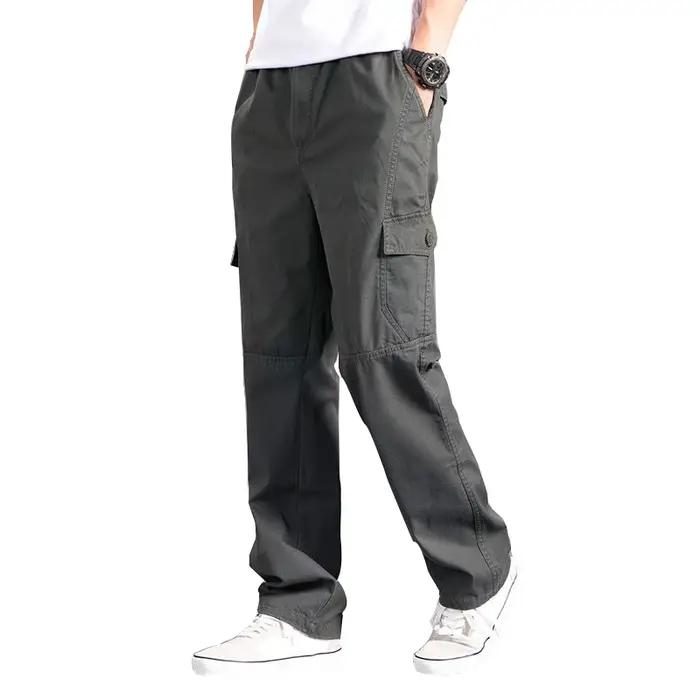 Pantalon cargo homme oversize gris 2025 - Coupe droite polyvalente pour travail et casual