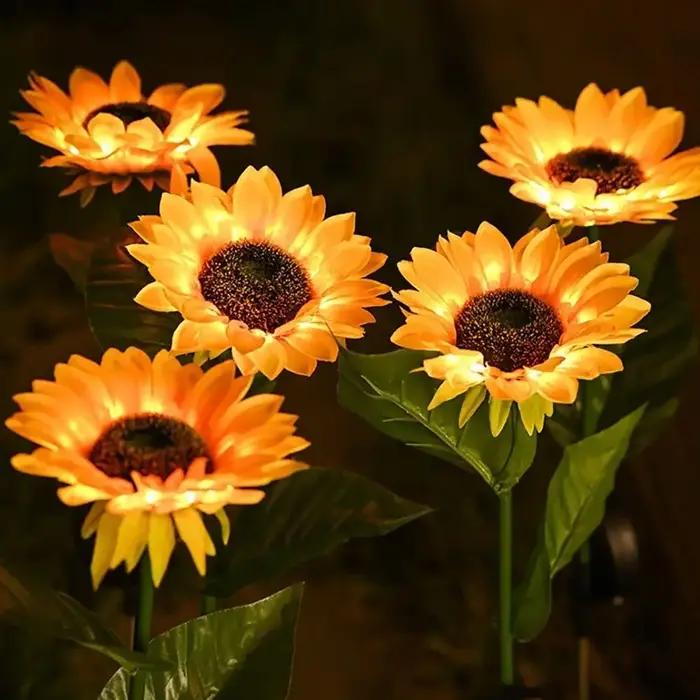 LED solaire tournesol extérieur pelouse lumière IP65 étanche voie cour mariage vacances jardin décor