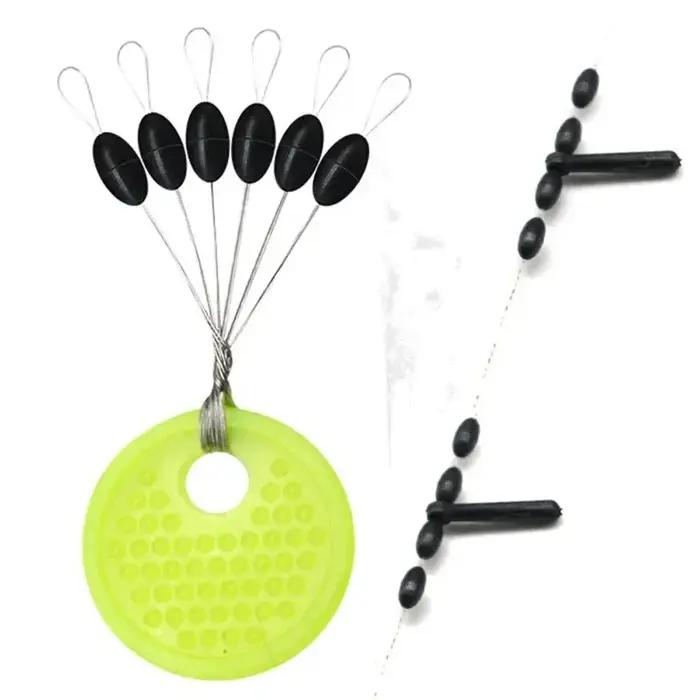Flotteur de pêche en caoutchouc pour carpe de mer, bouchon narnoir, 60 pièces/10 groupes