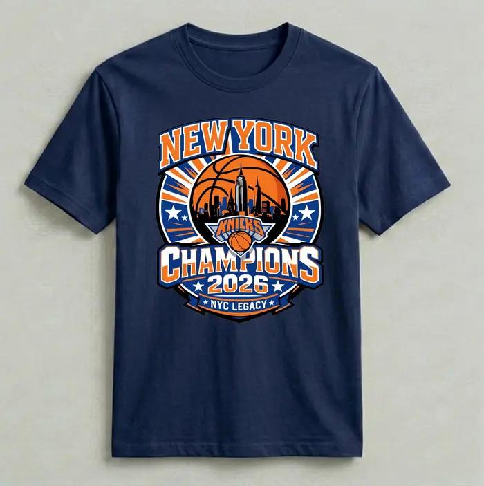 T-shirt Coton Rétro New York Basketball Champions 2026 – Style Y2K Unisexe Streetwear d'Été