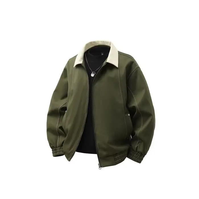 Veste de travail pour homme, polyester solide, ample et décontracté, col rabattu, poche décorative, fermeture éclair, pour automne et hiver, occassions décontractées et spéciales