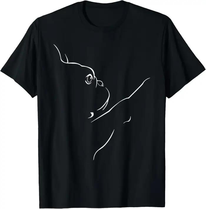 Bouledogue français Illustration ligne Art Bulldog amoureux T-Shirt