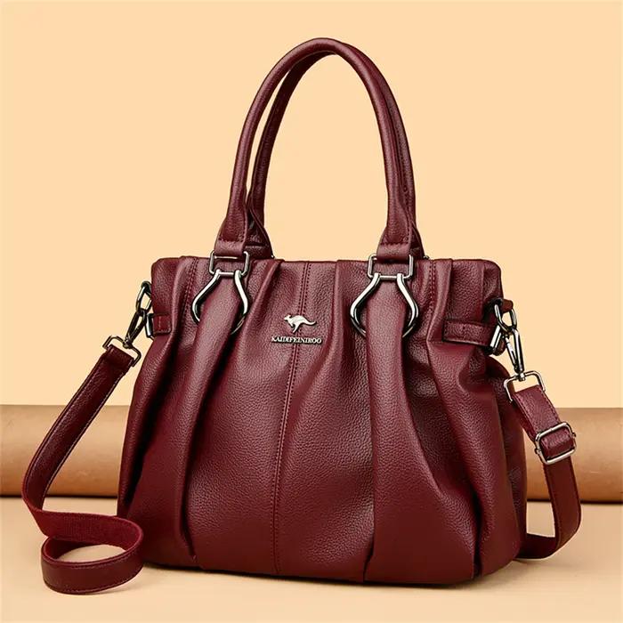 Sacs à main en cuir souple véritable pour femmes, sacs fourre-tout décontractés, sacs à main de créa