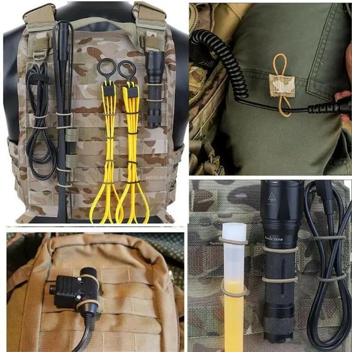 Système Molle tactique, boucle de sac à dos, sangle fixe PTT, ruban élastique Molle pour bâton d'ant