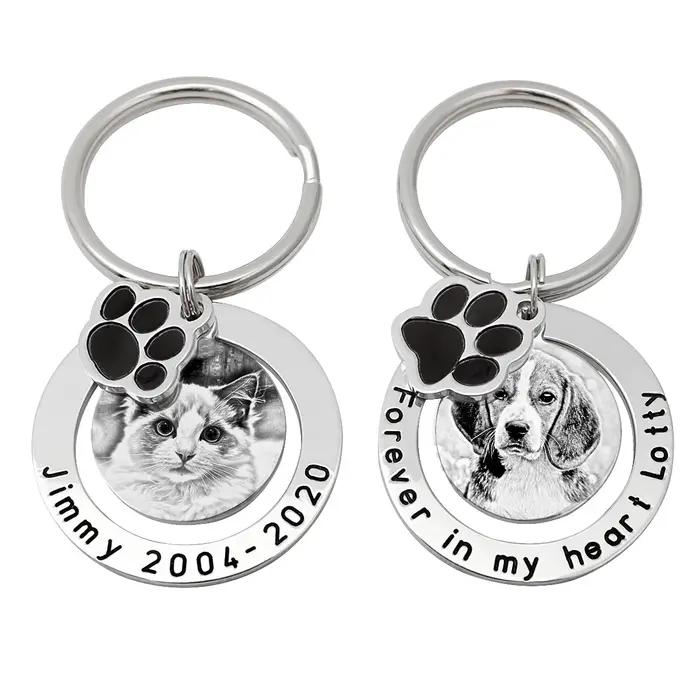 Porte-clés personnalisé avec photo de chien ou chat, porte-clés à la mode pour amoureux des animaux, cadeau commémoratif personnalisé pour occasions spéciales