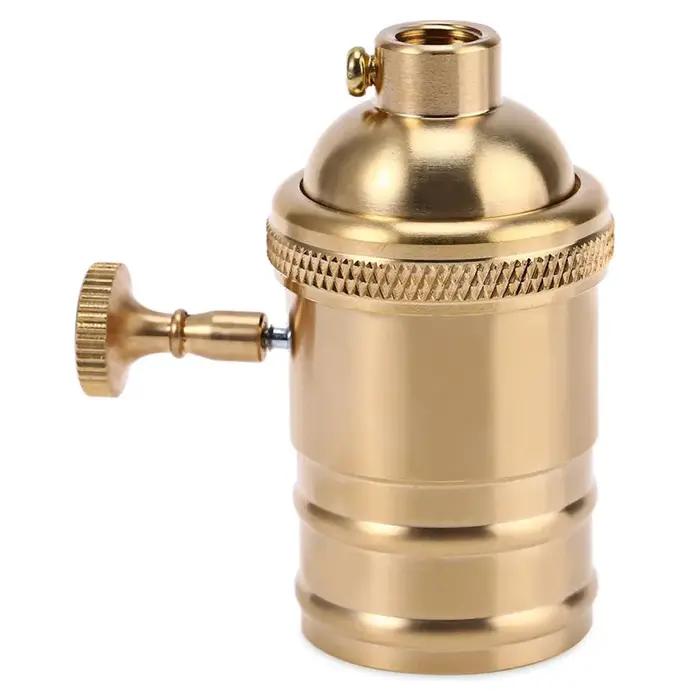 Douille de lampe rétro en cuivre avec interrupteur E26 E27 Edison