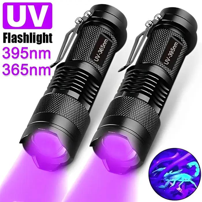 Lampe de poche UV lumière noire puissante petite lampe de poche à lumière noire lumière UV Mini lamp