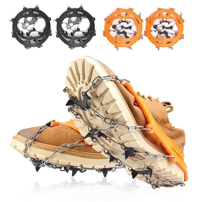 Crampons de traction en acier inoxydable avec 16 pointes pour chaussures bottes skis polyvalents pour randonnées hiver sécurité et élégance