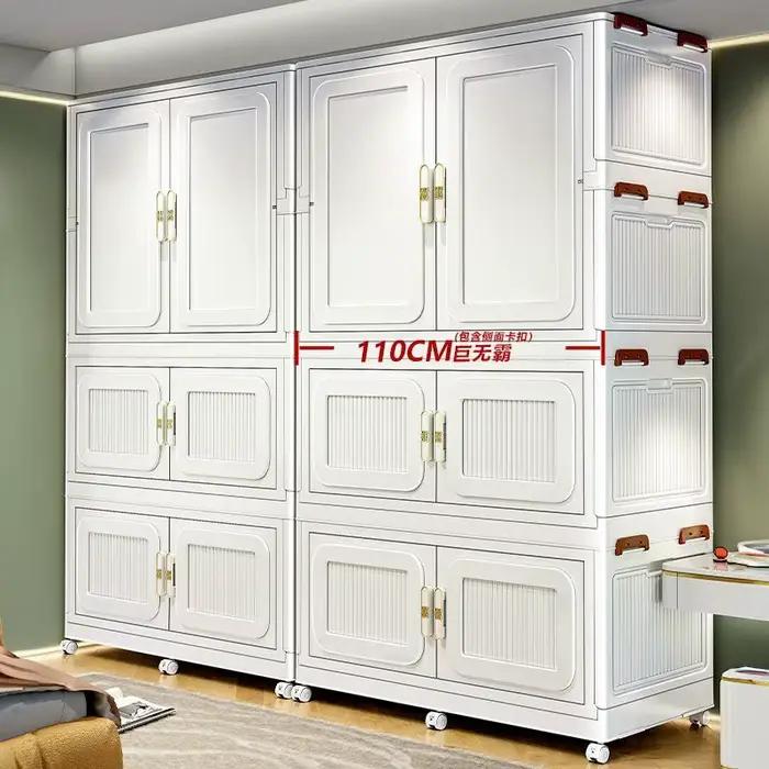 Armoire robuste organisateur de chambre vêtements pour enfants et femmes, armoire moderne en plastique avec porte coulissante pour rangement efficace et élégant