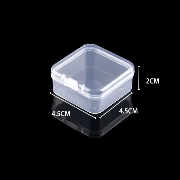 Boîte de rangement carrée en plastique, contenant transparent pour bijoux, perles, petits articles,