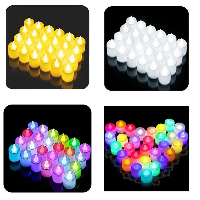 3/6/12/24 pièces sans flamme LED bougies chauffe-plat lumière de mariage bougies romantiques lumière