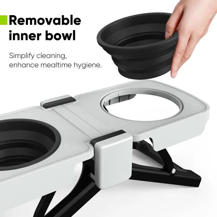 Support surélevé pour gamelles de chien gris pliable en silicone pour chiens voyage occassions spéciales