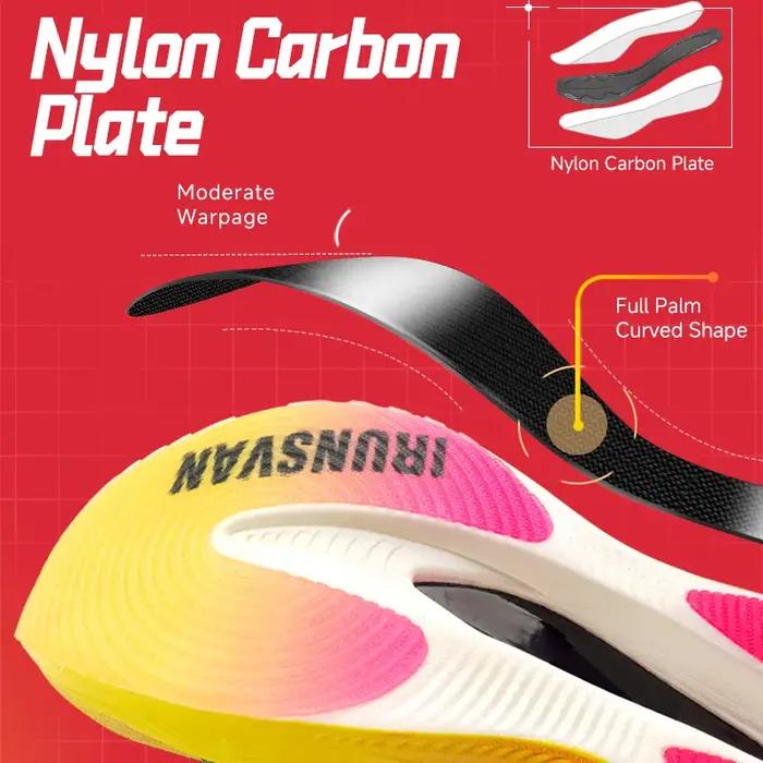 IRUNSVAN chaussures de Marathon professionnelles hommes Nylon fibre de carbone respirant Ultra léger