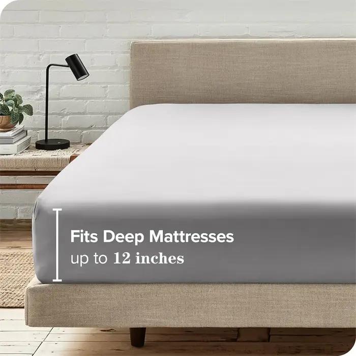 Drap-housse en coton égyptien de luxe doux avec bandes élastiques, housse de matelas 400TC, antidéra