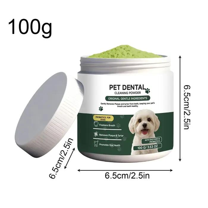 Poudre nettoyante pour dents de chien sans brossage solution anti-taches neutralise mauvaise haleine soin quotidien pour chiots chatons petites et grandes races usage à domicile
