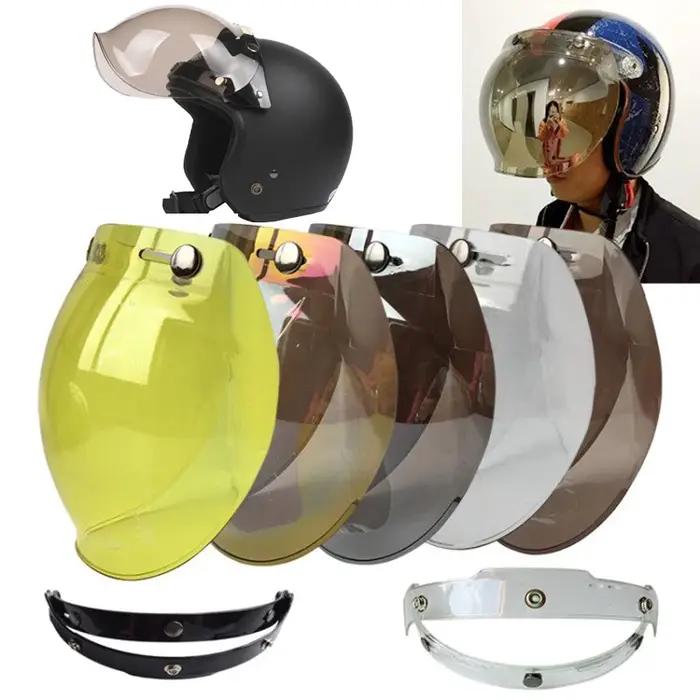 Visière à bulles pour casque de moto, visage ouvert de qualité supérieure, 12 couleurs disponibles,