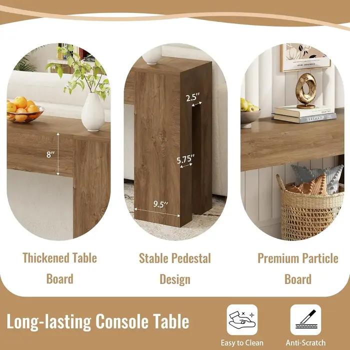 Console de canapé extra longue pour entrée et salon, table rectangulaire en bois de ferme de 79 pouc