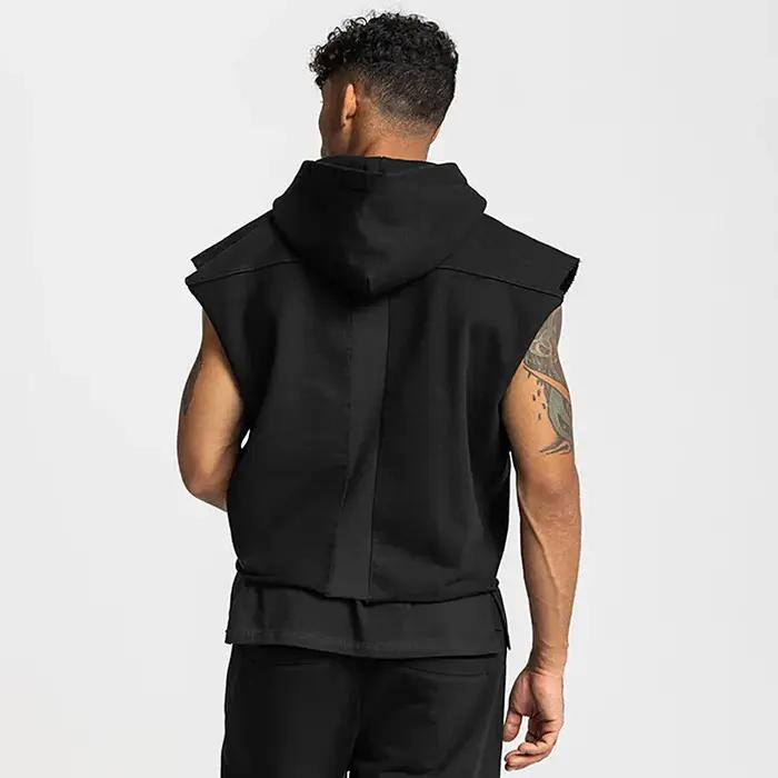 Haut sans manches homme ASRV hoodie coton polyester à capuche pour entraînement sportif et occasions décontractées