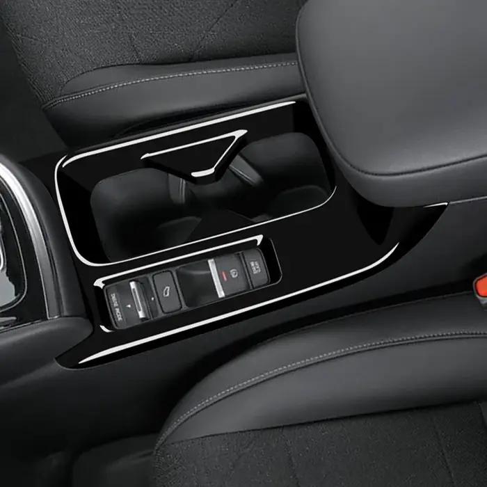 Autocollants noirs brillants de garniture de couverture de support de verre d'eau de console central