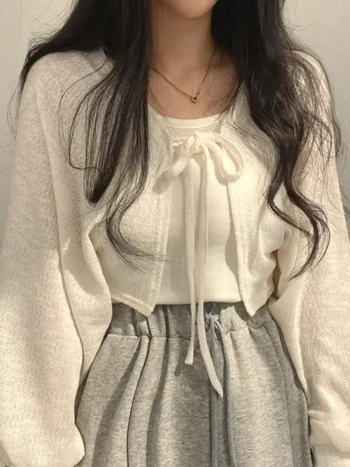 Cardigan blanc fin pour femmes