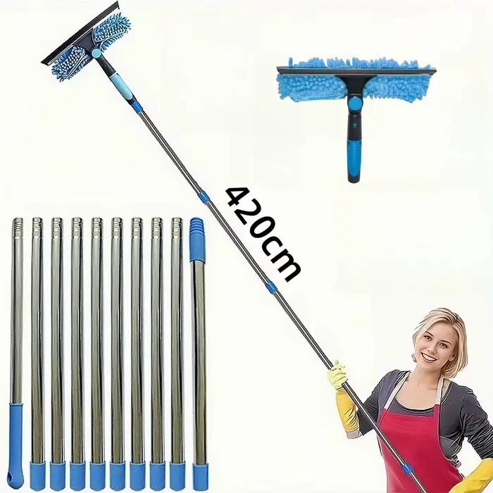 Kit de nettoyage de vitres étendu 2 en 1 avec raclette rotative 180° pour fenêtres, portes de douche, miroirs et pare-brise de voiture occasions spéciales