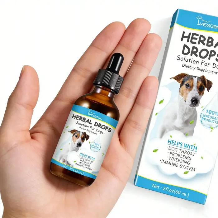 Yegbong Gouttes à base de plantes pour la toux des animaux, apaisant pour les maux de gorge, formule douce, sans danger pour les chiens et les chats, complément de soin santé, 60 ml