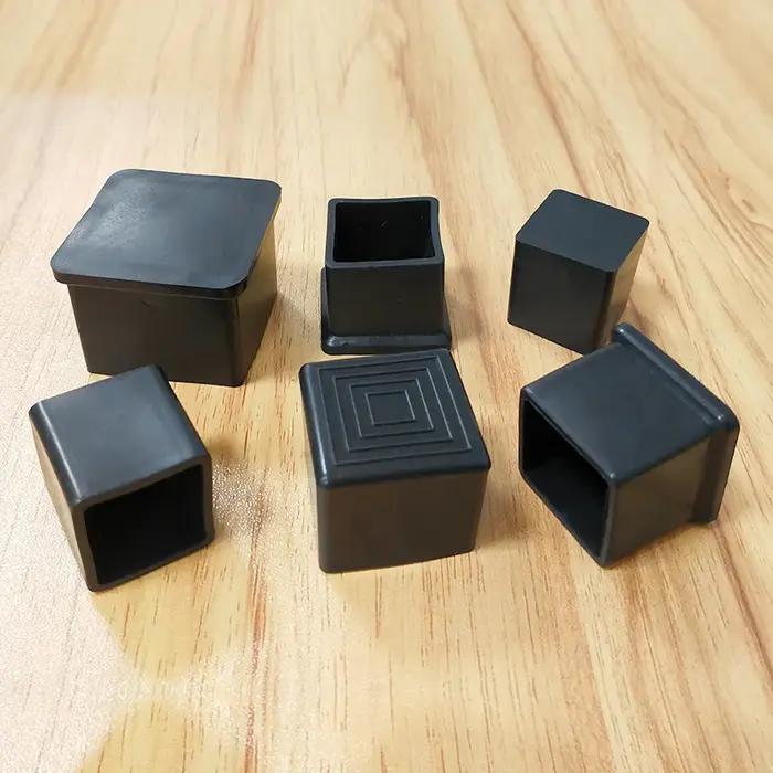 Capuchons d'extrémité de meubles carrés en caoutchouc noir, pieds de chaise et de table, 100x100mm
