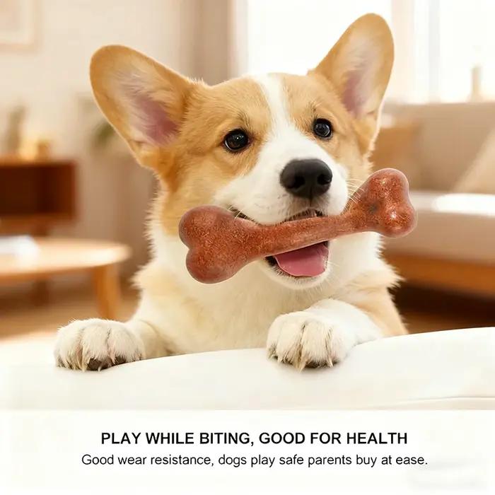 Jouet à mâcher en forme d'os pour chiens saveur bacon de bœuf occasionnels de jeu et soins bucco-dentaires pour chiens agressifs et actifs