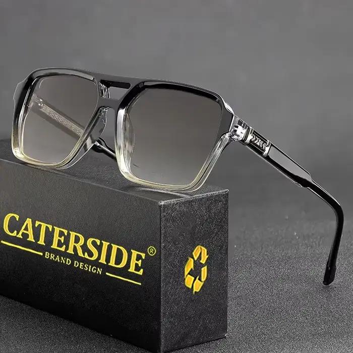 CATERSIDE mode Punk lunettes de soleil hommes cadre carré plat haut Double pont haute qualité lunett