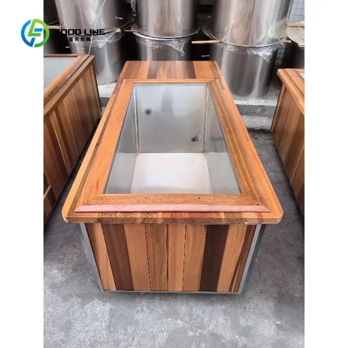 Baignoire de récupération en acier inoxydable et bois, personnalisée, de haute qualité, pour bain froid et douche extérieure, avec refroidisseur d'eau, design moderne