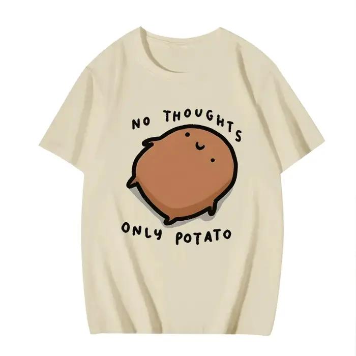 T-shirt ample aux motifs de pommes de terre en coton décontracté pour homme toutes saisons et occasions quotidiennes