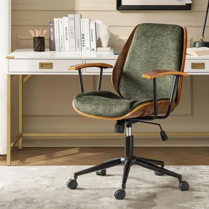 Chaise de bureau avec revêtement en polyester Bentwood, chaise de bureau ergonomique pivotante avec