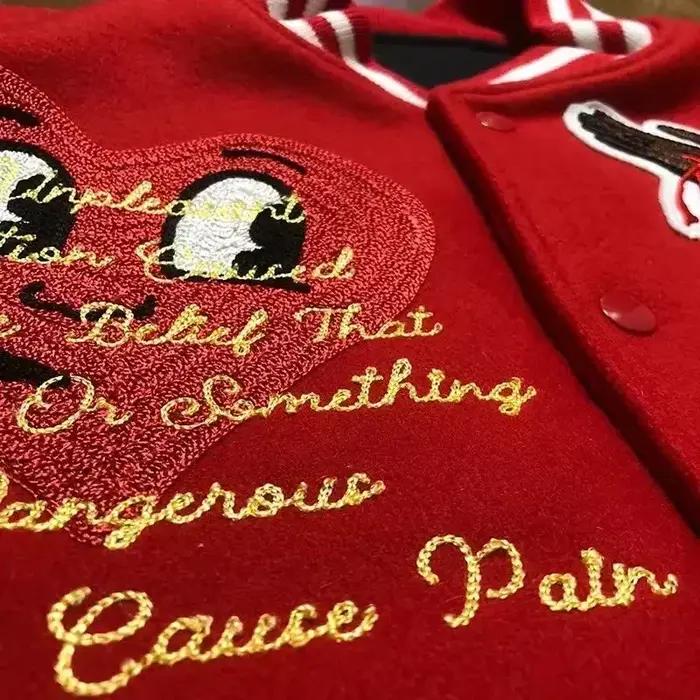 Uniforme de Baseball rouge brodé avec lettres de dessin animé