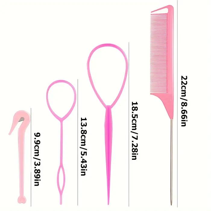 WANMEI – outil de bandeau 4 pièces, outil de tressage de cheveux avec peigne à queue de souris, diss